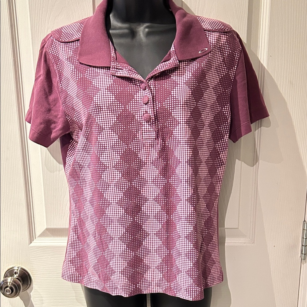 Oakley Women's Pink purple Patterned golf Button Shirt